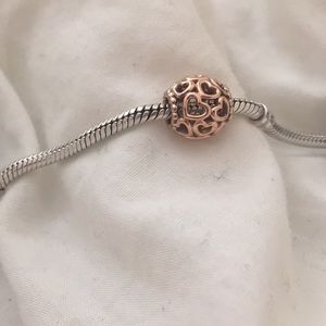 Rose gold heart pandora charm